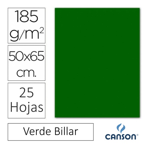 [649924] CARTULINA CANSON IRIS  50 × 65 CM 185 GRAMOS – VERDE BILLAR (PACK 25 HOJAS)