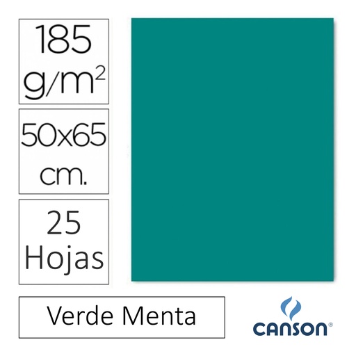 [649213] CARTULINA CANSON IRIS  50 × 65 CM 185 GRAMOS – VERDE MENTA (PACK 25 HOJAS)