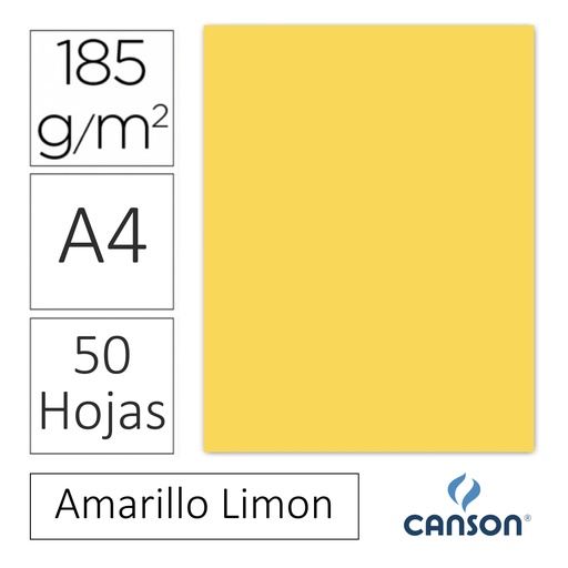 [701111] CARTULINA CANSON IRIS A4 185 GRAMOS – AMARILLO LIMON (PACK 50 HOJAS)