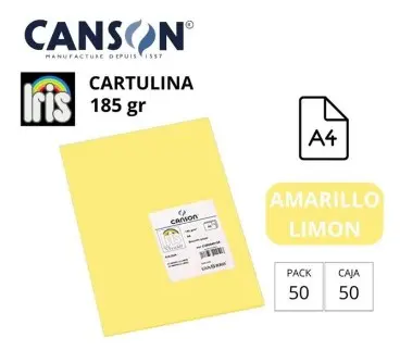 [701111] CARTULINA CANSON IRIS A4 185 GRAMOS AMARILLO LIMON