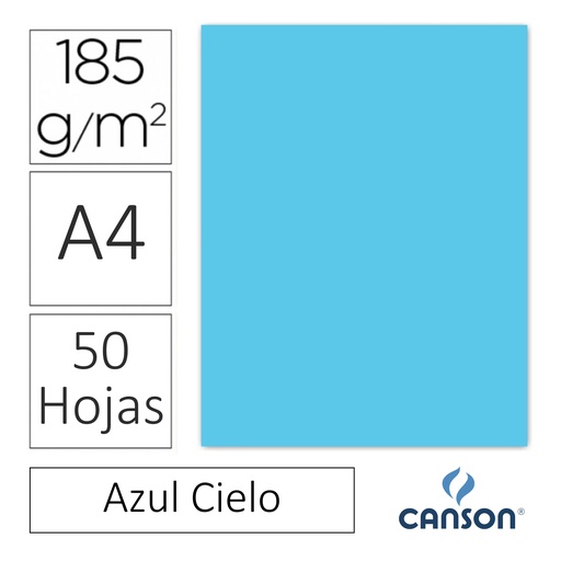 [701131] CARTULINA CANSON IRIS A4 185 GRAMOS – AZUL CIELO (PACK 50 HOJAS)