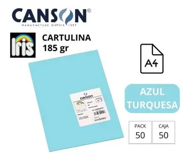 [701161] CARTULINA CANSON IRIS A4 185 GRAMOS AZUL TURQUESA
