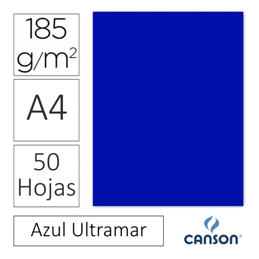 [701171] CARTULINA CANSON IRIS A4 185 GRAMOS – AZUL ULTRAMAR (PACK 50 HOJAS)