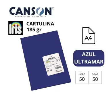 [701171] CARTULINA CANSON IRIS A4 185 GRAMOS AZUL ULTRAMAR