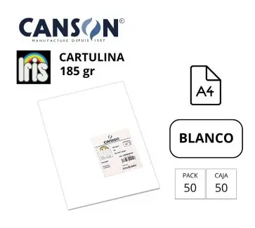 [701181] CARTULINA CANSON IRIS A4 185 GRAMOS BLANCA