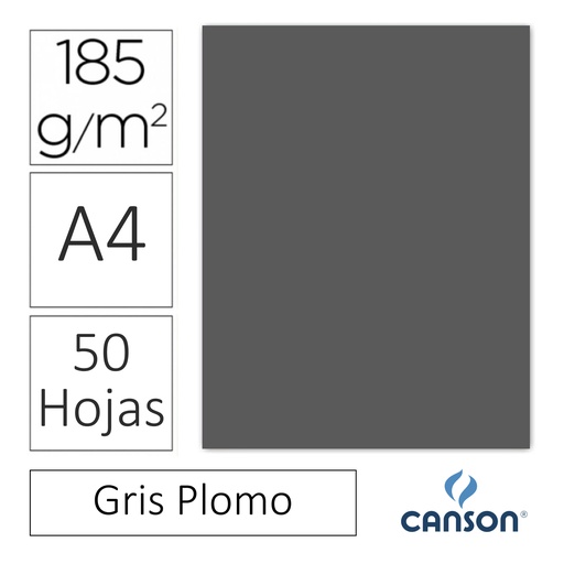 [649662] CARTULINA CANSON IRIS A4 185 GRAMOS – GRIS PLOMO (PACK 50 HOJAS)