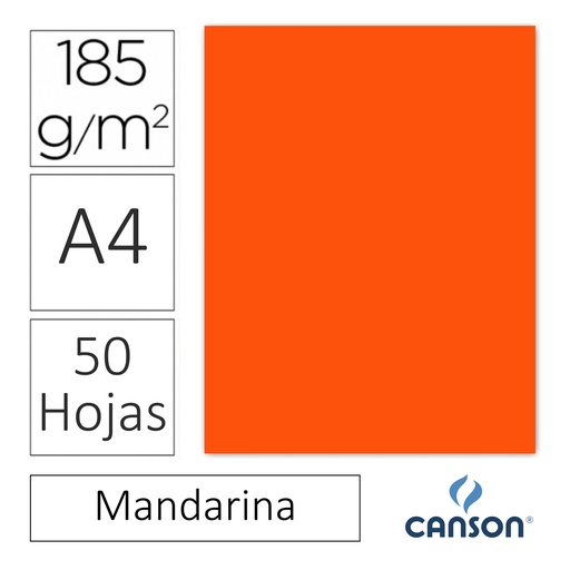[701301] CARTULINA CANSON IRIS A4 185 GRAMOS – MANDARINA (PACK 50 HOJAS)