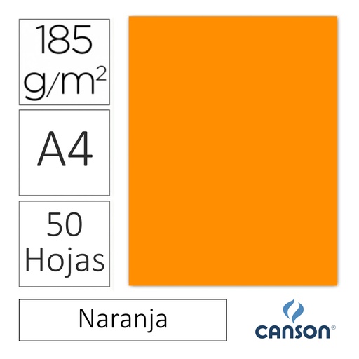 [701311] CARTULINA CANSON IRIS A4 185 GRAMOS – NARANJA (PACK 50 HOJAS)
