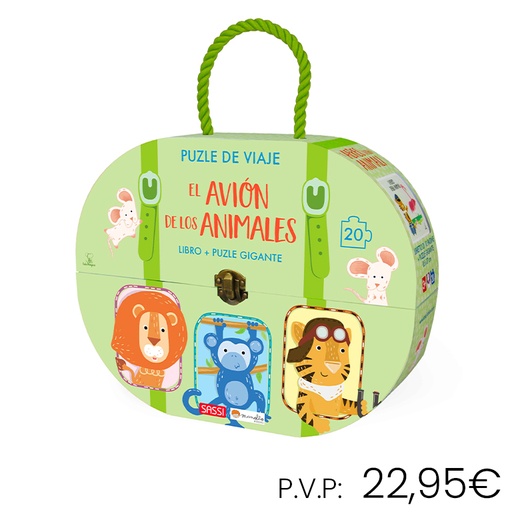 [670722] LIBRO+PUZZLE MANOLITO EL AVIÓN DE LOS ANIMALES – PUZLE DE VIAJE CON LIBRO ILUSTRADO