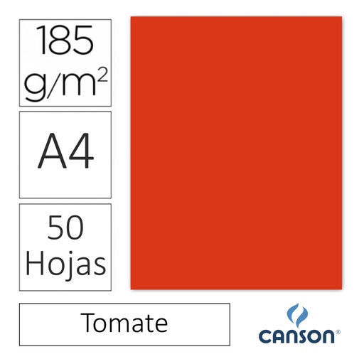 [701351] CARTULINA CANSON IRIS A4 185 GRAMOS – TOMATE (PACK 50 HOJAS)