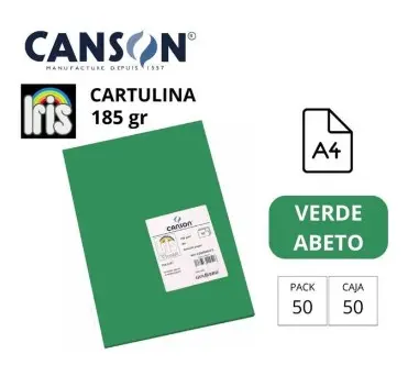 [701361] CARTULINA CANSON IRIS A4 185 GRAMOS VERDE ABETO