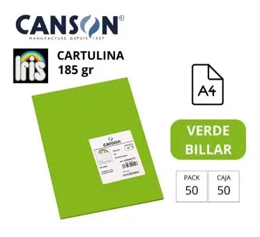 [701381] CARTULINA CANSON IRIS A4 185 GRAMOS VERDE BILLAR