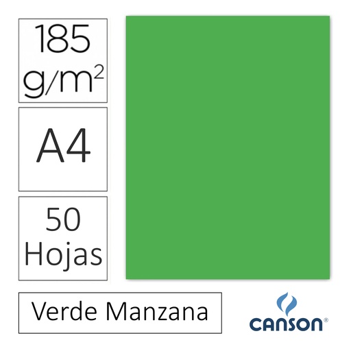 [701391] CARTULINA CANSON IRIS A4 185 GRAMOS – VERDE MANZANA (PACK 50 HOJAS)