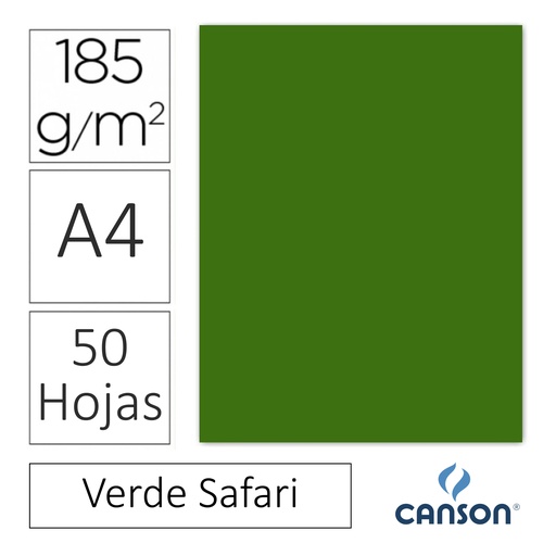 [701411] CARTULINA CANSON IRIS A4 185 GRAMOS – VERDE SAFARI (PACK 50 HOJAS)