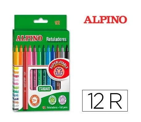 [650120] ROTULADOR ALPINO PUNTA FINA ESTUCHE 12 COLORES