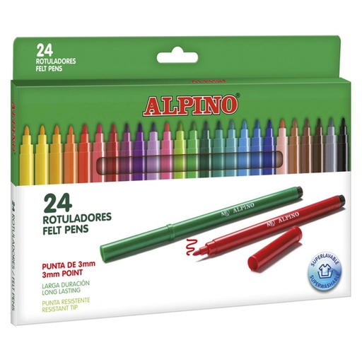 [649833] ROTULADOR ALPINO PUNTA FINA ESTUCHE 24 COLORES