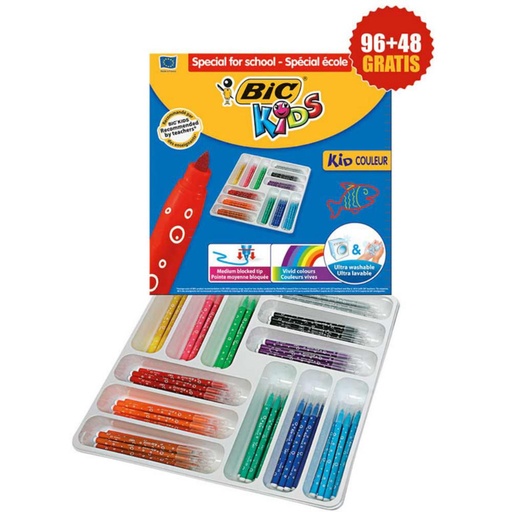 [649271] ROTULADOR BIC KID COULEUR PACK DE 144 COLORES SURTIDOS