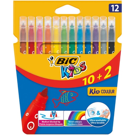[118803] ROTULADOR BIC KIDS PACK 10+2 COLORES SURTIDOS