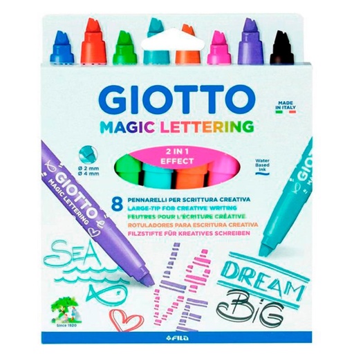 [630927] ROTULADOR GIOTTO MAGIC LETTERING 8 COLORES SURTIDOS