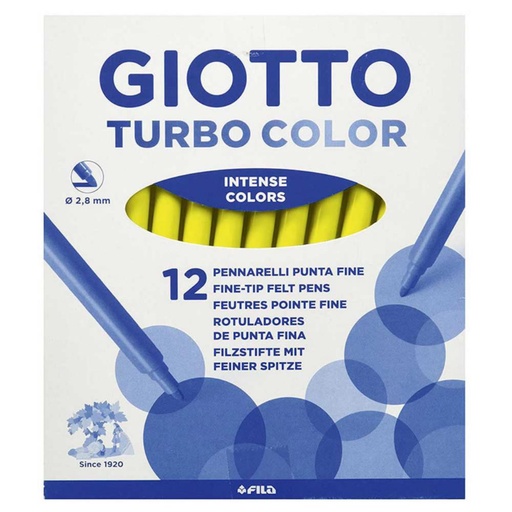 [649242] ROTULADOR GIOTTO TURBO COLOR – 12 UDS UNICOLOR AMARILLO– PUNTA BLOQUEADA – LAVABLE