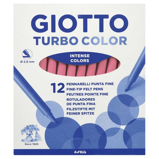 [649245] ROTULADOR GIOTTO TURBO COLOR – 12 UDS UNICOLOR ROSA– PUNTA BLOQUEADA – LAVABLE