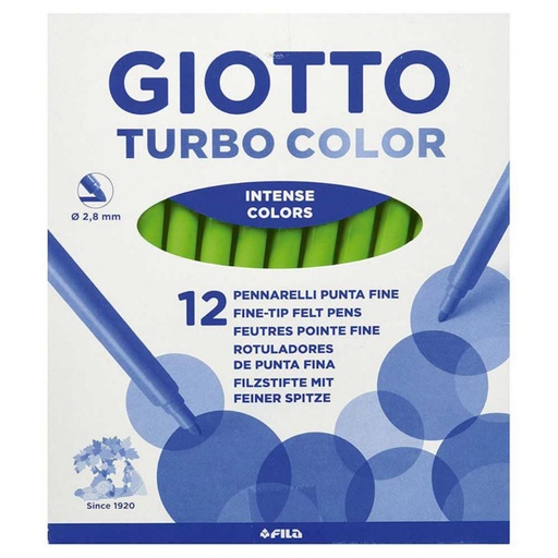 [649250] ROTULADOR GIOTTO TURBO COLOR – 12 UDS UNICOLOR VERDE CLARO– PUNTA BLOQUEADA – LAVABLE