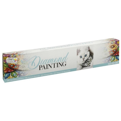 [862574] RMS DIAMOND PAINTING TEMA GATOS – KIT COMPLETO 30X40 CM CON LÁPIZ, ACCESORIOS Y EXTRA DE DIAMANTES – ADULTOS Y PRINCIPIANTES