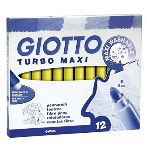 [649227] ROTULADOR GIOTTO TURBO MAXI – 12 UDS UNICOLOR AMARILLO – TINTA LAVABLE – PUNTA 5 MM BLOQUEADA