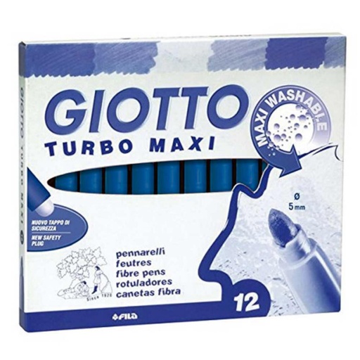 [649239] ROTULADOR GIOTTO TURBO MAXI – 12 UDS UNICOLOR AZUL – TINTA LAVABLE – PUNTA 5 MM BLOQUEADA