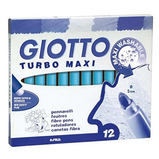 [649238] ROTULADOR GIOTTO TURBO MAXI – 12 UDS UNICOLOR CELESTE – TINTA LAVABLE – PUNTA 5 MM BLOQUEADA