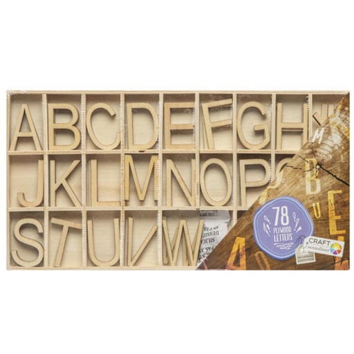 [862603] RMS LETRAS DE MADERA CRAFT SENSATIONS – SET 78 PIEZAS – DECORACIÓN DIY, MANUALIDADES Y SCRAPBOOKING – 3,5 CM – EAN 8715427020259