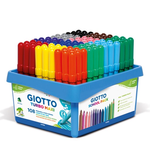 [649410] ROTULADOR GIOTTO TURBO MAXI – SCHOOL PACK 108 ROTULADORES – 12 COLORES (9 UNIDADES POR COLOR)