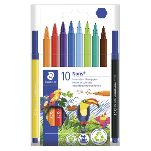 [630822] ROTULADOR STAEDTLER NORIS CLUB SLIM ESTUCHE CARTÓN RECICLADO 10 COLORES 