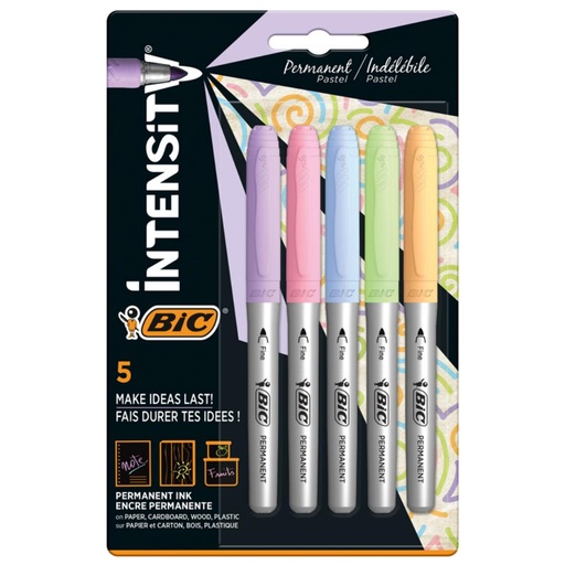 [081419] ROTULADORES BIC INTENSITY PASTEL – BLISTER DE 5 UNIDADES