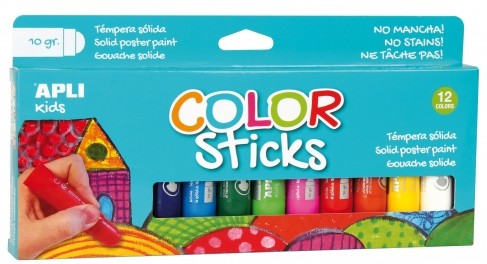 [825421] TEMPERA SOLIDA APLI COLOR STICKS 10 G 12  COLORES