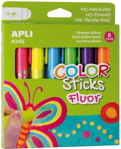 [825656] TEMPERA SOLIDA APLI FLUOR 6 GRAMOS 6 UNIDADES