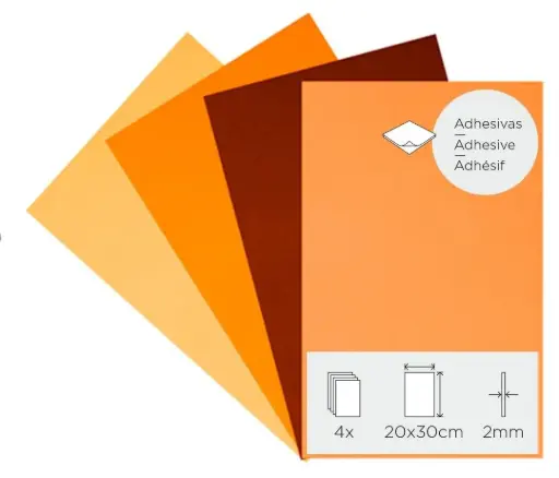 [825942] LÁMINAS GOMA EVA OTOÑO ADHESIVAS 20 × 30 CM · 2 MM PACK DE 4