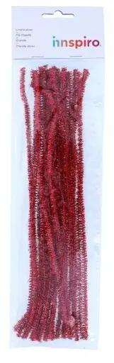 [825946] LIMPIAPIPAS CHENILLA METÁLICAS ROJO 6 MM × 30 CM – 25 UNIDADES