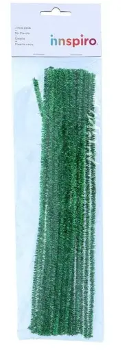 [825947] LIMPIAPIPAS CHENILLA METÁLICAS VERDE 6 MM × 30 CM – 25 UNIDADES