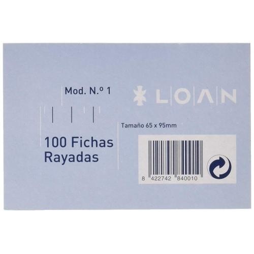 [180317] FICHAS RAYADAS LOAN 65X95 MM Nº1 100 HOJAS