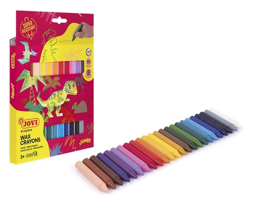 [649761] CERAS PLÁSTICAS JOVI WAX CRAYONS · 24 COLORES · NO MANCHAN · SIN OLORES · MUY RESISTENTES · TRAZO SUAVE