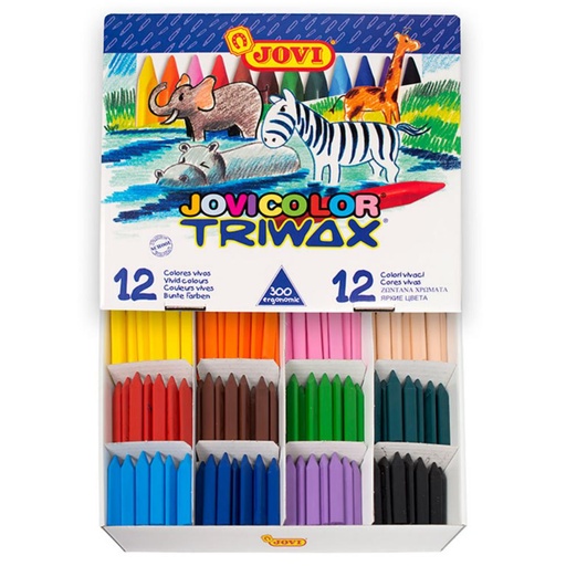 [630871] CERAS PLÁSTICAS JUMBO EASY GRIP · PACK AULA 12 COLORES × 25 UDS (300) · TRIANGULARES · NO MANCHAN · MUY RESISTENTES · APTAS PARA SACAPUNTAS