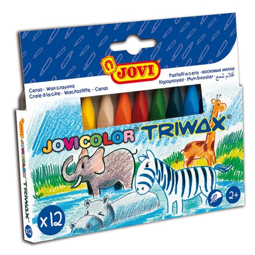 [649779] CERAS PLÁSTICAS TRIWAX EASY GRIP · 12 COLORES · TRIANGULARES · NO MANCHAN · PRÁCTICAMENTE irrompibles · APTAS PARA SACAPUNTAS