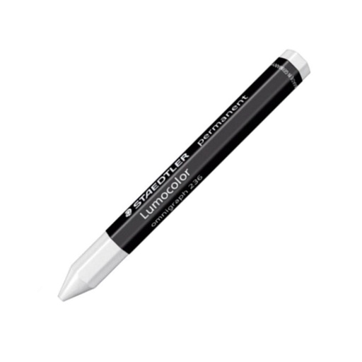 [119573] MARCADOR ESPECIAL STAEDTLER OMNIGRAPH (BLANCO) · CRAYÓN DE CERA UNIVERSAL · RESISTENTE AL AGUA · NO SE SECA · NO TRASPASA