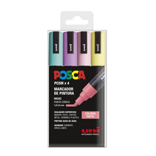 [119994] ROTULADOR POSCA PC-5M/4C ESTUCHE 4 COLORES PASTEL