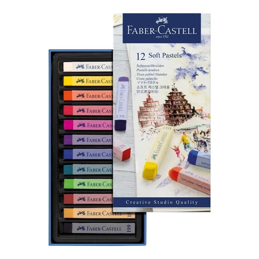 [619831] TIZA PASTEL FABER-CASTELL – ESTUCHE CARTÓN 12 COLORES SURTIDOS