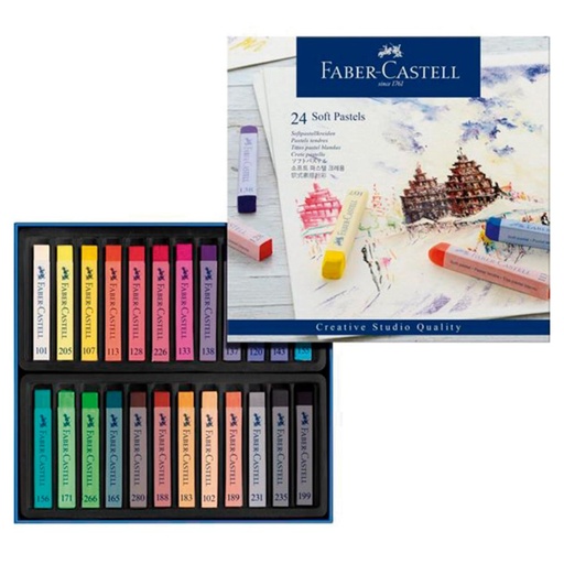 [619832] TIZA PASTEL FABER-CASTELL – ESTUCHE CARTÓN 24 COLORES SURTIDOS