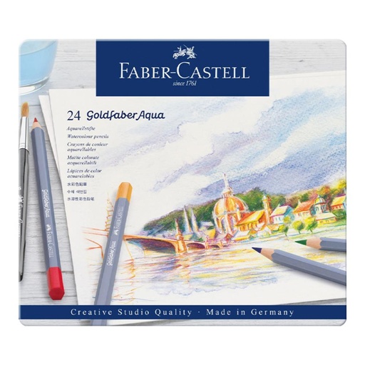 [081617] ESTUCHE METÁLICO FABER-CASTELL GOLDFABER 24 ECOLÁPICES ACUARELABLES
