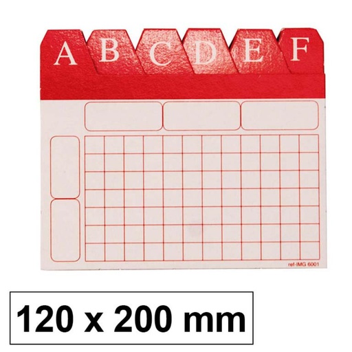 [209480] ÍNDICE ALFABÉTICO PARA FICHEROS 120x200MM Nº 4