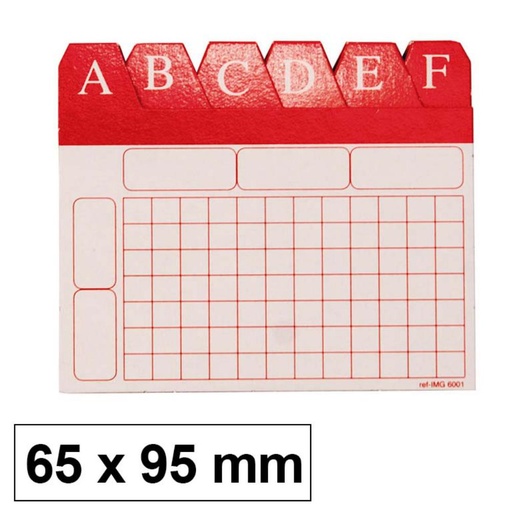 [209483] ÍNDICE ALFABÉTICO PARA FICHEROS 65x95MM Nº 1